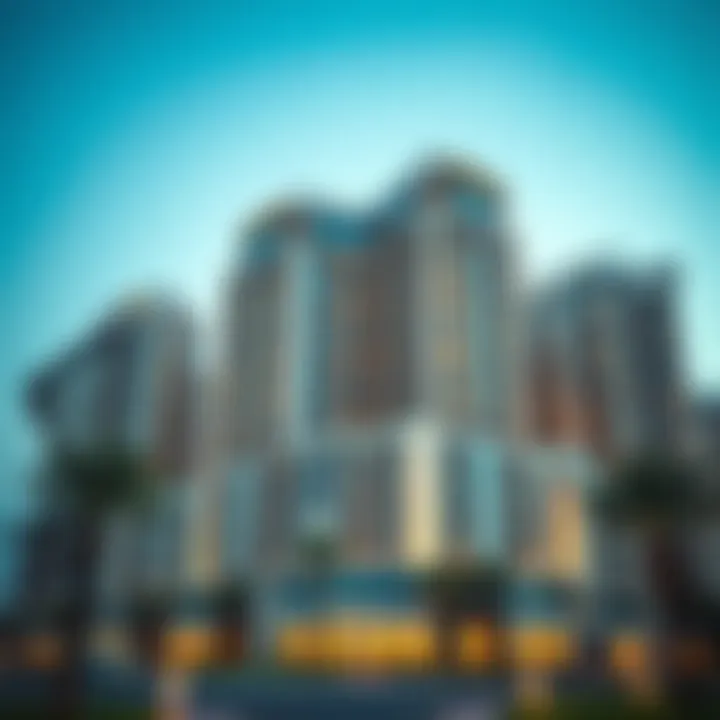 Modern architectural design of a residential tower in Barsha Heights