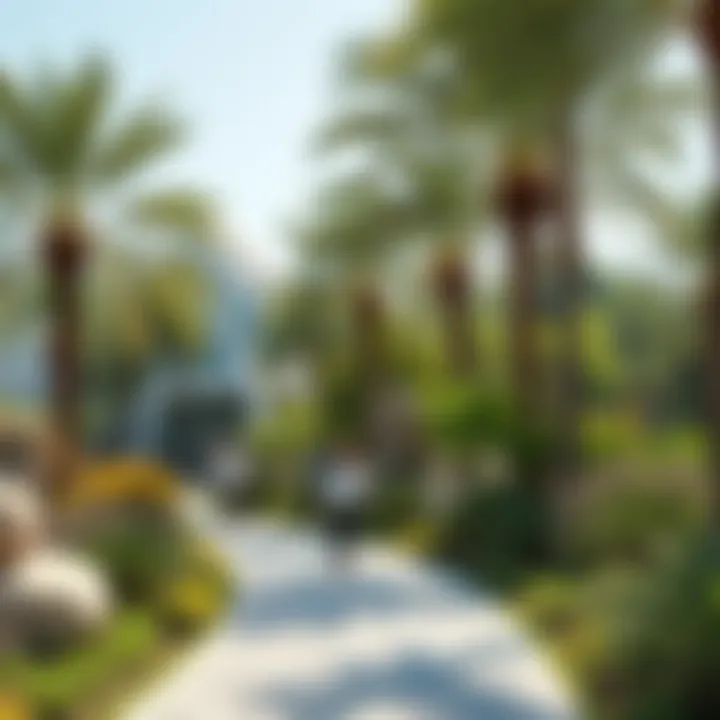 The integration of art and nature within a popular walkway