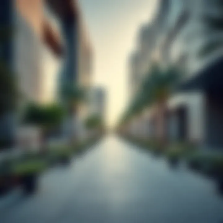 A beautifully designed urban pathway showcasing modern architecture