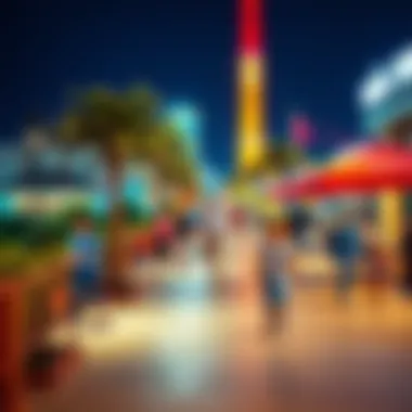 Diverse recreational space with families enjoying the vibrant walkway