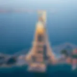 Aerial view of Water's Edge Building showcasing its stunning architecture