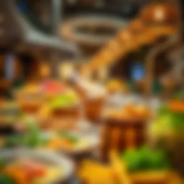 Diverse Culinary Delights A mouthwatering display of international cuisines available at Galleria Mall