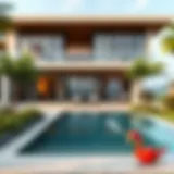 Luxurious garden view villa with modern architecture