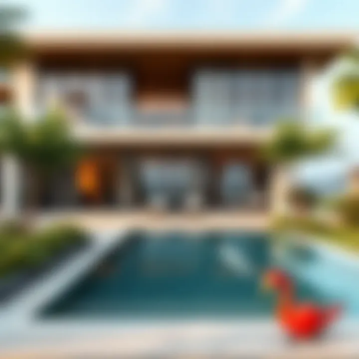 Luxurious garden view villa with modern architecture