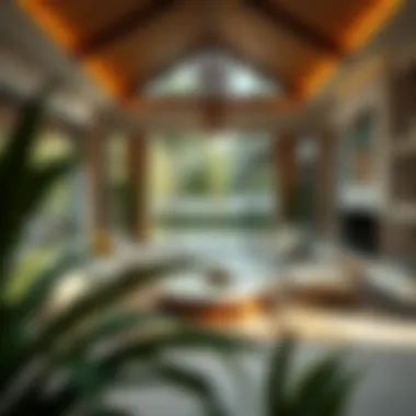 Stunning interior design of a villa with garden views