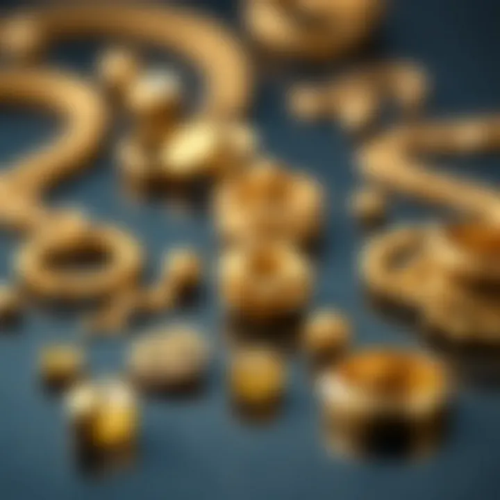 Assorted gold pieces illustrating different purity levels.