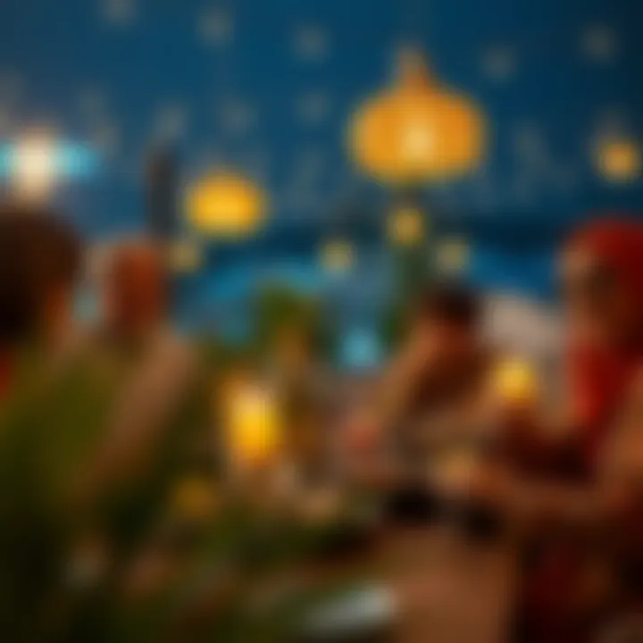 Family Gathering for Iftar Gathering of families enjoying iftar during Ramadan