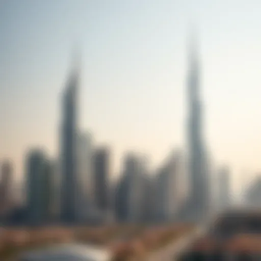 Dubai's Iconic Skyline Majestic skyline of Dubai showcasing iconic skyscrapers