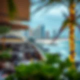 A stunning view of JBR Beach with vibrant restaurants lining the shore