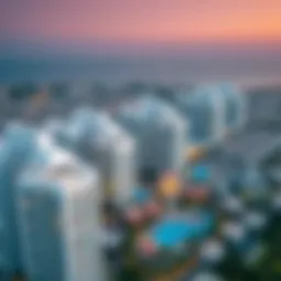 Aerial view of Jumeirah Beach Residences showcasing architectural diversity