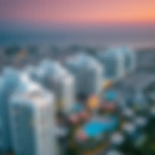 Aerial view of Jumeirah Beach Residences showcasing architectural diversity