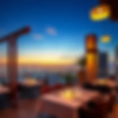 Rooftop Dining with a View Spectacular sunset view from a rooftop dining venue at JBR