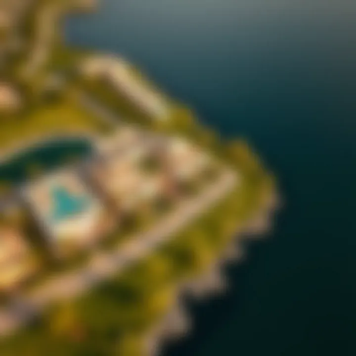 Luxurious Villas and Lush Landscaping at Jubail Island Aerial view of Jubail Island showcasing luxurious villas and lush landscaping