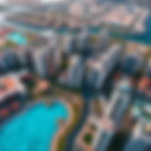 Aerial view of Jumeirah 1 showcasing the blend of residential and commercial properties