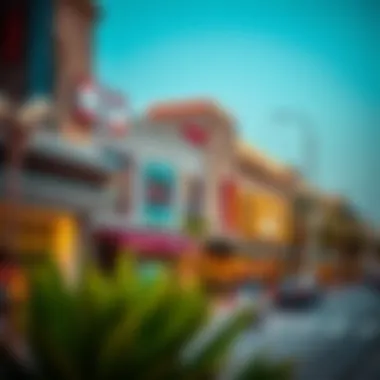 The vibrant commercial district of Jumeirah 1 filled with shops and cafes