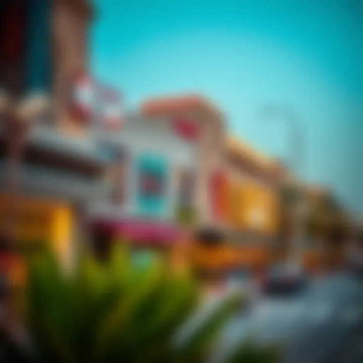 The vibrant commercial district of Jumeirah 1 filled with shops and cafes