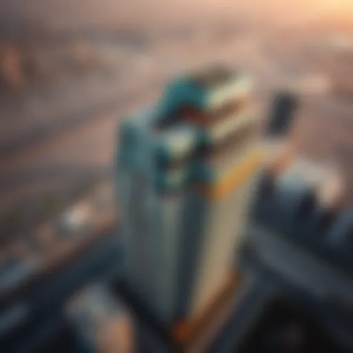 Aerial view of K1 Building showcasing its unique architectural design