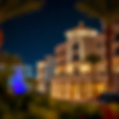 Nighttime view of La Rosa illuminated, showcasing its charm