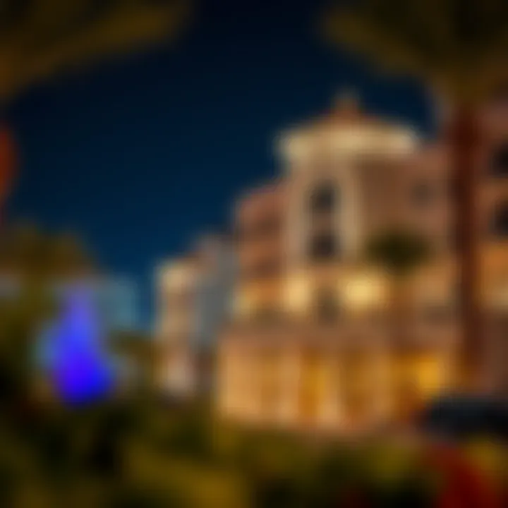 Nighttime view of La Rosa illuminated, showcasing its charm