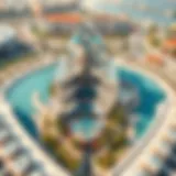 Aerial view of Lagoons Damac showcasing its unique architectural design