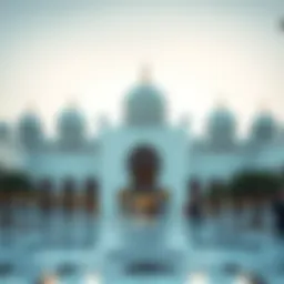 Exterior view of Dubai's largest mosque showcasing its grand architecture