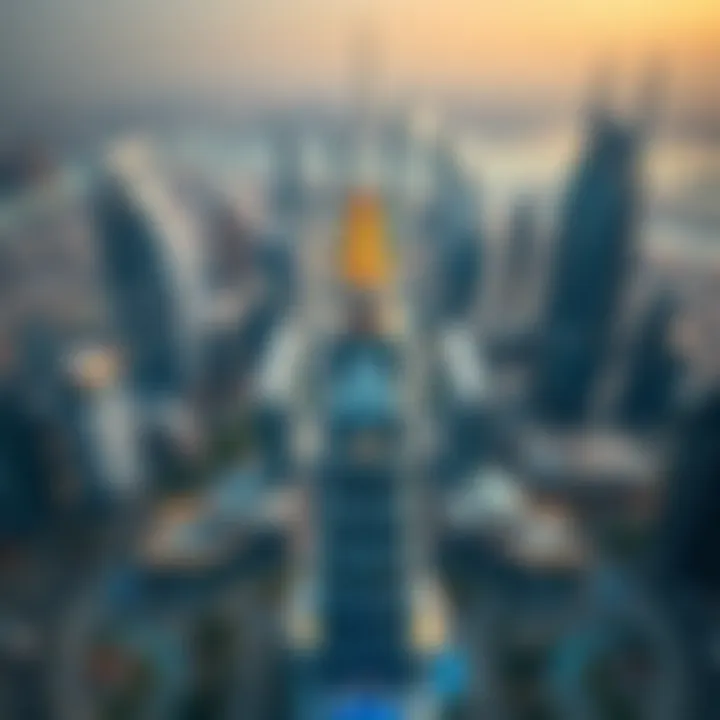 Aerial perspective of Lilium Tower amidst Dubai skyline