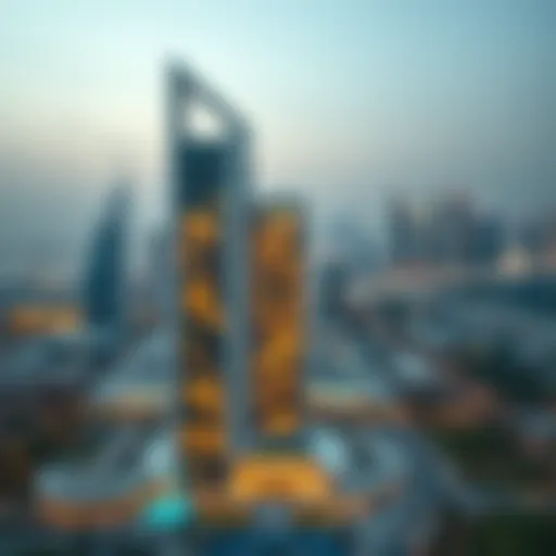 A breathtaking view of Lillian Tower's modern architecture against Dubai's skyline