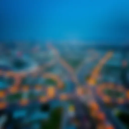 Aerial view of Mirdif Hills showcasing its proximity to major roads