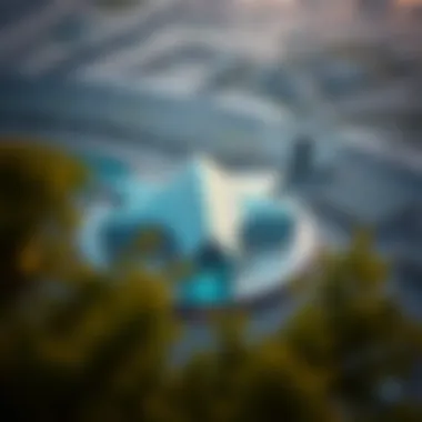 Aerial view of the Museum of the Future highlighting its strategic location in Dubai