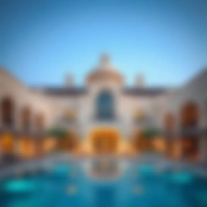 Architectural details highlighting the contemporary design features of the palace