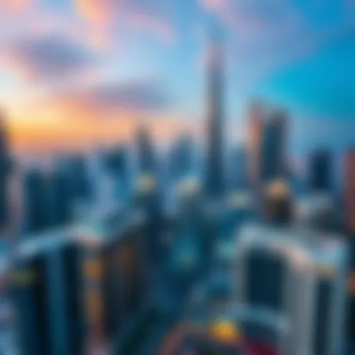 Panoramic view of Dubai's business district showcasing skyscrapers