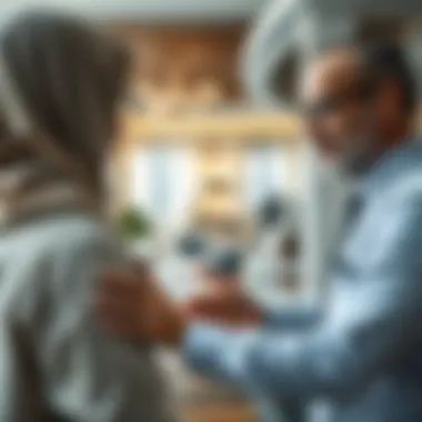 A real estate agent discussing property options with clients