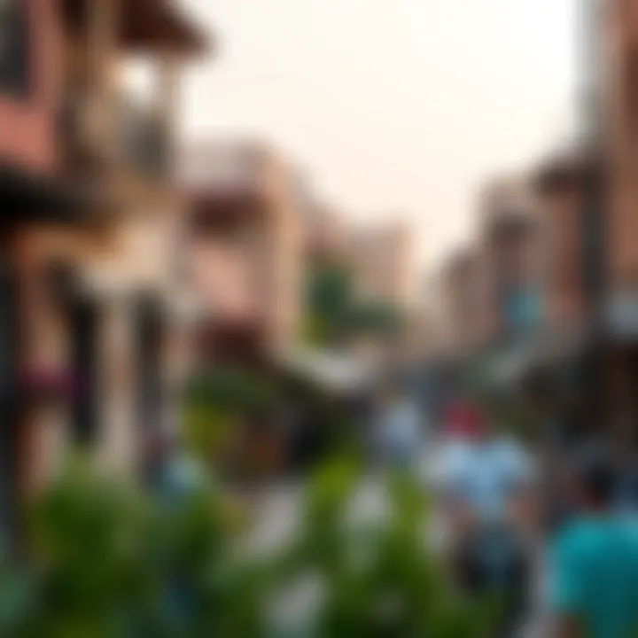 Dubai's Unique Neighborhood Dynamics A vibrant neighborhood scene in Dubai with traditional and modern influences.