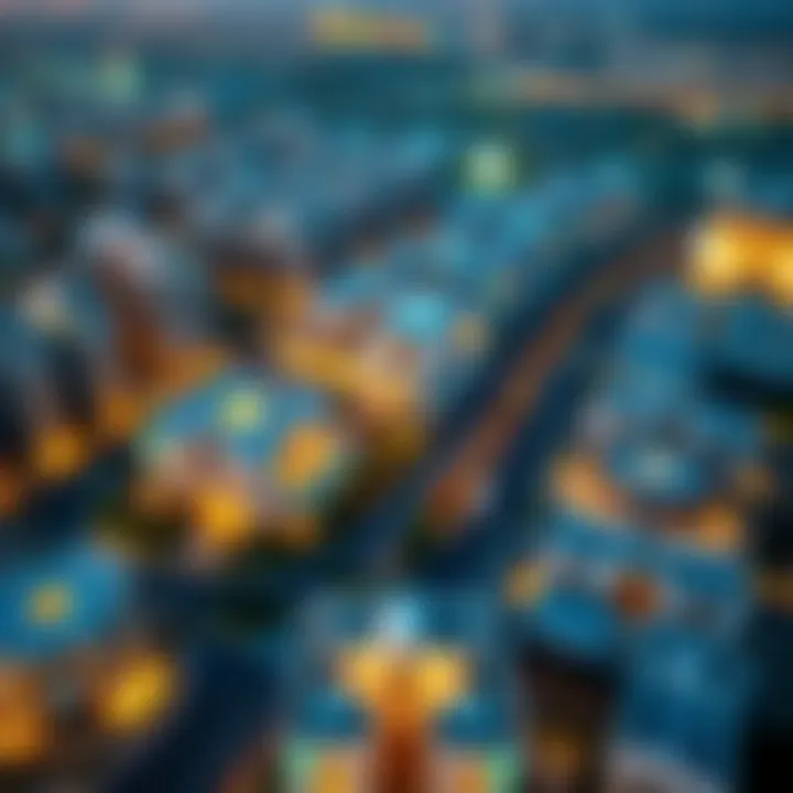 Residential Developments Near Al Warqa Metro Aerial view of the Al Warqa area highlighting residential developments near the metro station.