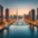 A panoramic view of Dubai Creek showcasing the skyline and waterways