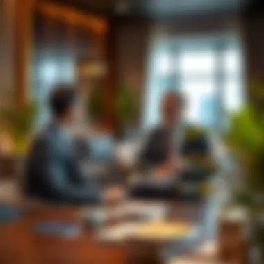 Broker-Client Consultation in Dubai Real Estate A strategic meeting between brokers and clients discussing property options
