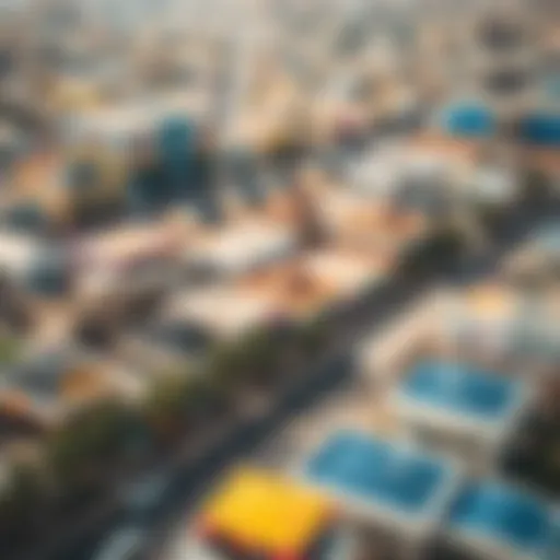 Diverse Property Landscape in Mina Aerial view of Mina market showcasing diverse property types