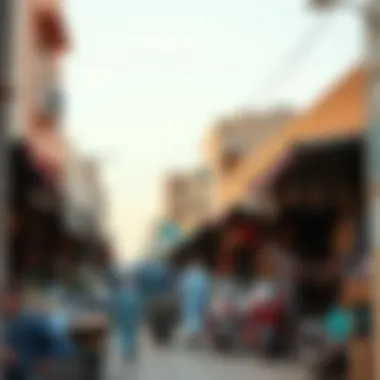 Cultural Essence in Dubai Neighborhoods Local market scene in a traditional Dubai neighborhood