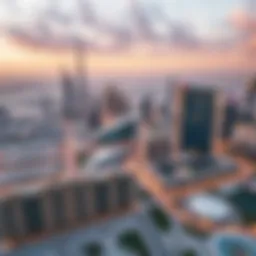 Aerial view of a modern skyline in Dubai showcasing innovative architecture