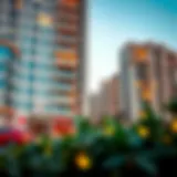 Modern apartment building in Al Barsha 3 showcasing architectural design