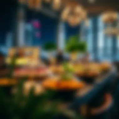 Diverse culinary options displayed at a vibrant Dubai marina restaurant