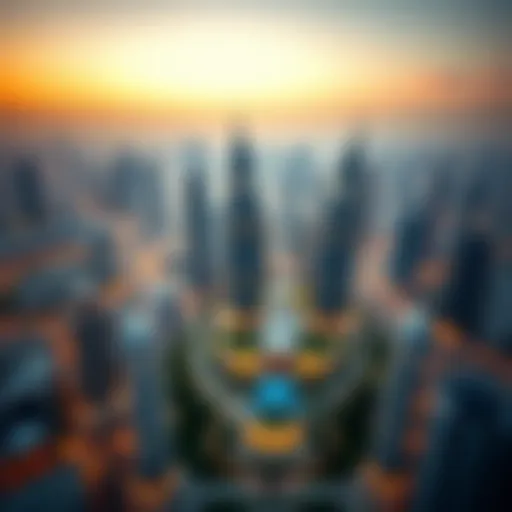 Stunning aerial view of Safa Two Towers showcasing its unique architecture