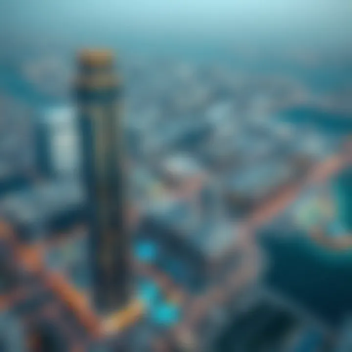 Aerial view of Business Bay highlighting Sapphire Tower's strategic location