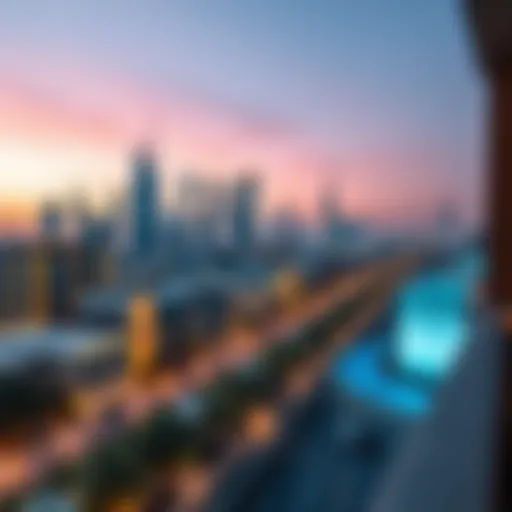 Stunning view of Satwa's skyline at dusk showcasing hotel options