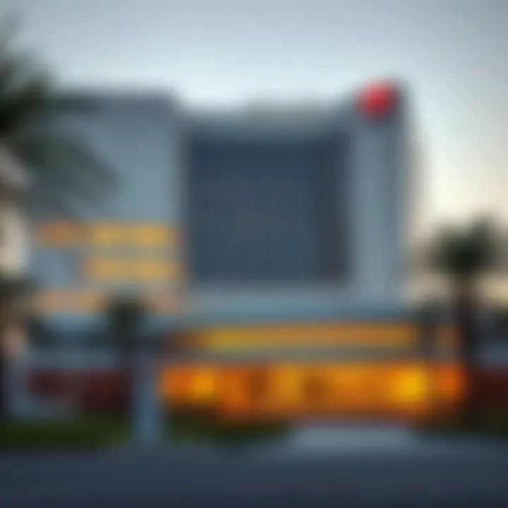 Exterior view of Saudi German Hospital highlighting its architectural design