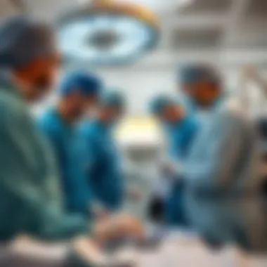 Collaboration in Advanced Surgical Care Healthcare professionals collaborating in a state-of-the-art operating room