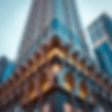 Close-up of Shaha Tower's intricate facade design