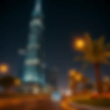 Rolex Tower Illuminated at Night Night shot of Rolex Tower illuminated, representing luxury