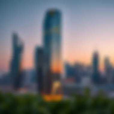 Rolex Tower Exterior Against Dubai Skyline Stunning exterior view of Rolex Tower against the Dubai skyline