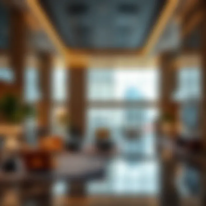 Luxurious Lobby of Unestate Prime Tower Luxurious lobby area of Unestate Prime Tower highlighting design elements